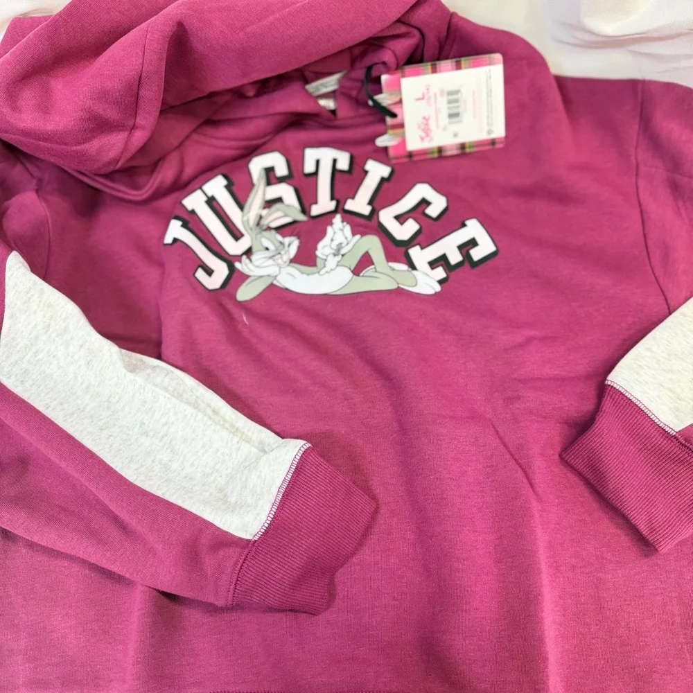 🐰 Looney Tunes Bugs Bunny Hoodie | Justice | Girls L (12/14) |‎ NWT | Y2K Vibes